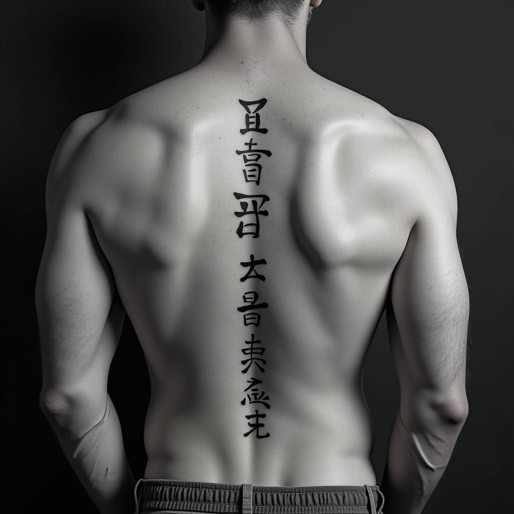 VALDUZtext-based tattoo, japanese font ultra-realistic, perfectly placed, high-quality font design, photo-realistic shading, 8k, high quality, finely detailed typograph - Variation 4