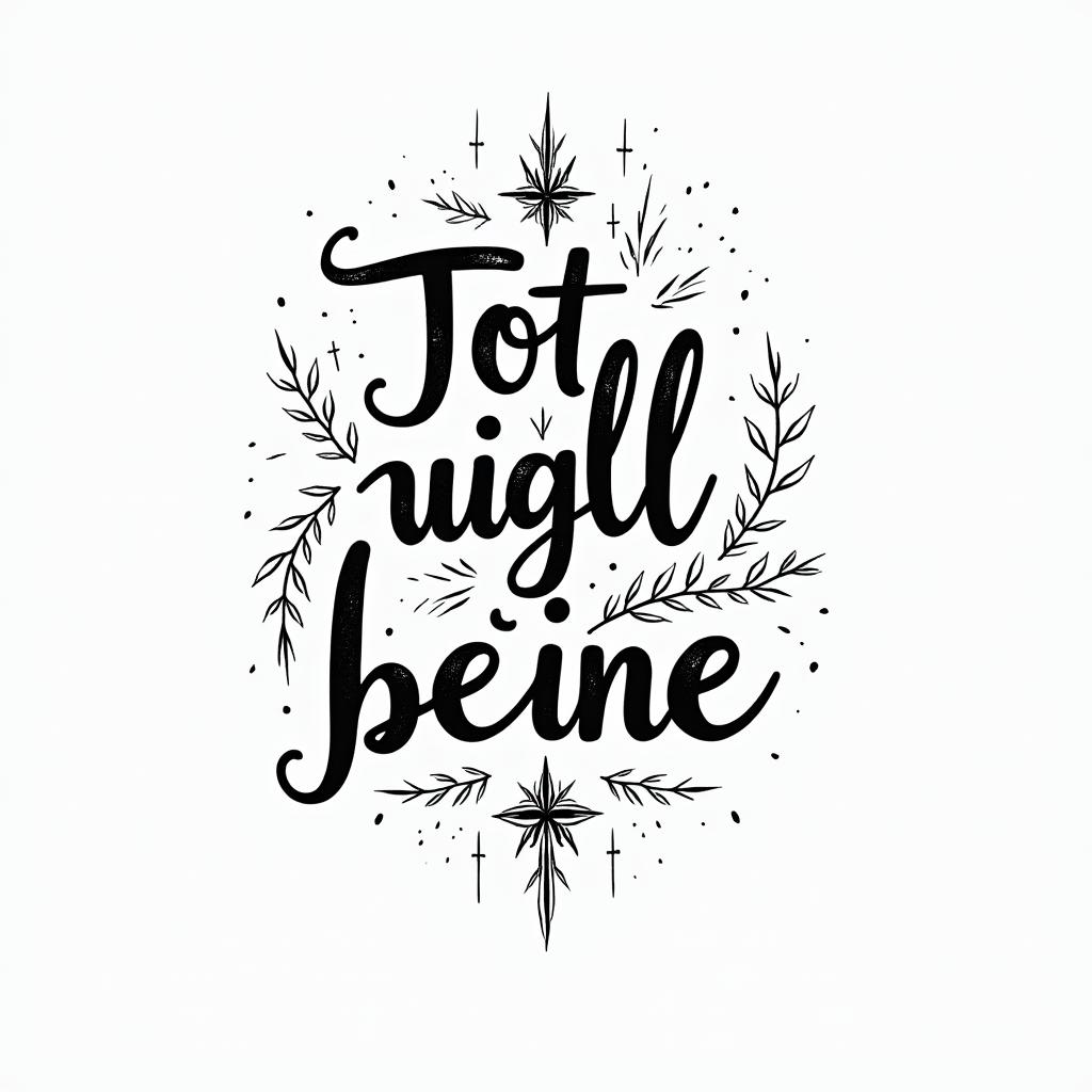 A tattoo design featuring the phrase "Tot răul spre bine" in desirable or Milton-style calligraphy, rendered in classic black ink. The focus is solely on the elegant text without any accompanying imagery, conveying a sense of personal growth and positivity.higly detailed tattoo - Variation 2