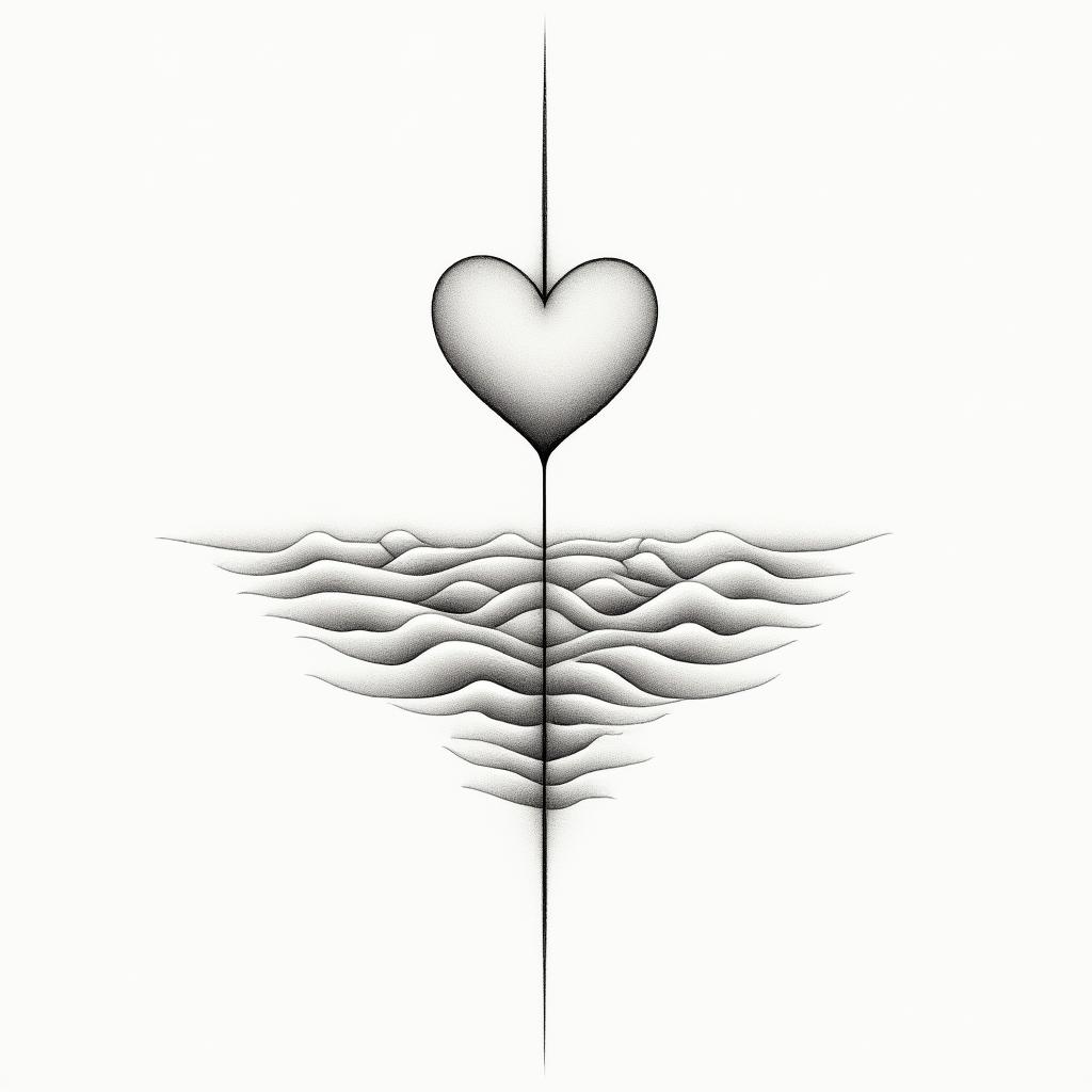 Phoenix minimalist tattooin Modest style tattoo, featuring soft, delicate line work with simple and meaningful symbols, gentle waves, a heart, evoking a sense of serenity and grace, - Variation 4