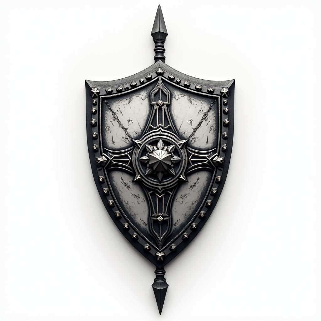 A modern interpretation of a Viking shield wall tattoo, featuring a detailed shield and spear, symbolizing protection and brotherhood. The design incorporates elements of strength, perhaps with dynamic lines and contemporary patterns reflecting the Viking theme. Use a bold color palette with textures that evoke a sense of history and unity, possibly including abstract representations of strength and camaraderie to emphasize the connection among warriors.higly detailed tattoo