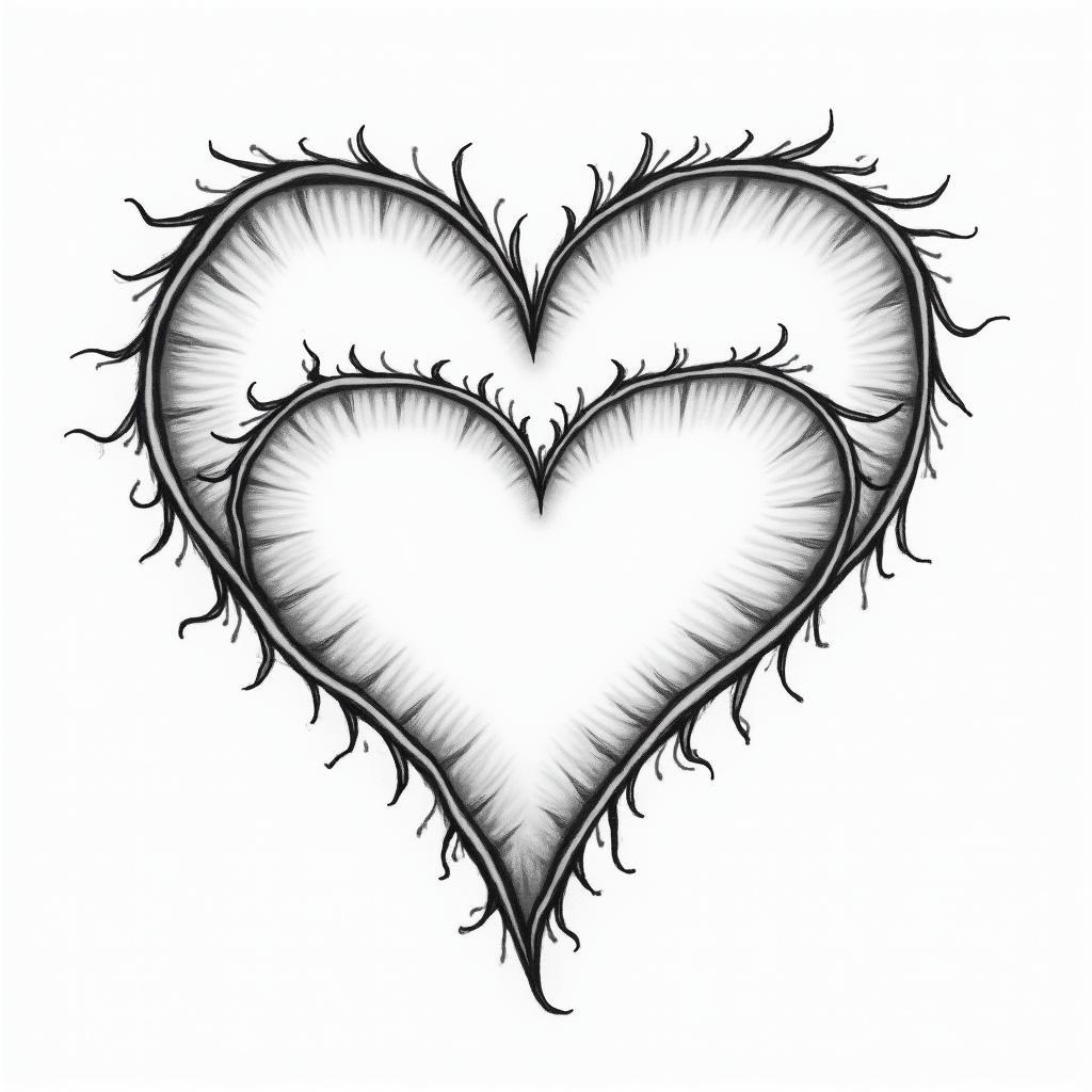 A heartbeat drawing with three hearts drawn horizontally, where the middle heart is slightly larger with the possibility of writing letters inside them.higly detailed tattoo - Variation 4