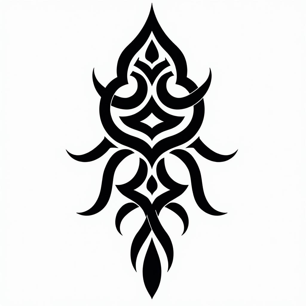 native americanin tribal tattoo style, featuring bold and black geometric shapes, curved lines, intertwine and flow seamlessly, creating a powerful and symbolic design, polynesian and maori styles - Variation 3