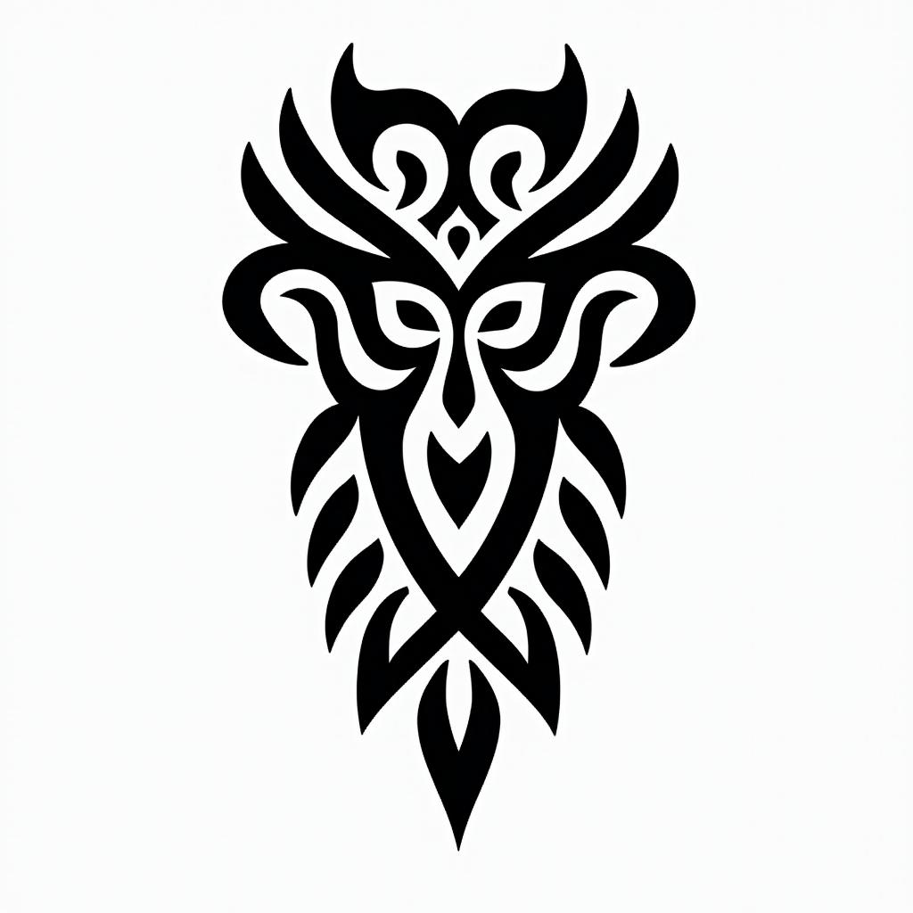 native americanin tribal tattoo style, featuring bold and black geometric shapes, curved lines, intertwine and flow seamlessly, creating a powerful and symbolic design, polynesian and maori styles - Variation 4