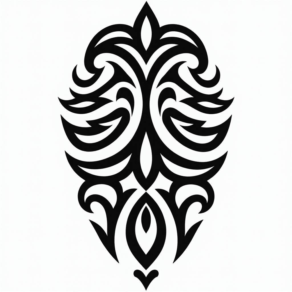native americanin tribal tattoo style, featuring bold and black geometric shapes, curved lines, intertwine and flow seamlessly, creating a powerful and symbolic design, polynesian and maori styles - Variation 2