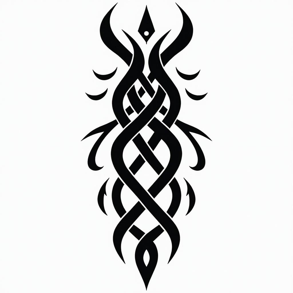 native americanin tribal tattoo style, featuring bold and black geometric shapes, curved lines, intertwine and flow seamlessly, creating a powerful and symbolic design, polynesian and maori styles