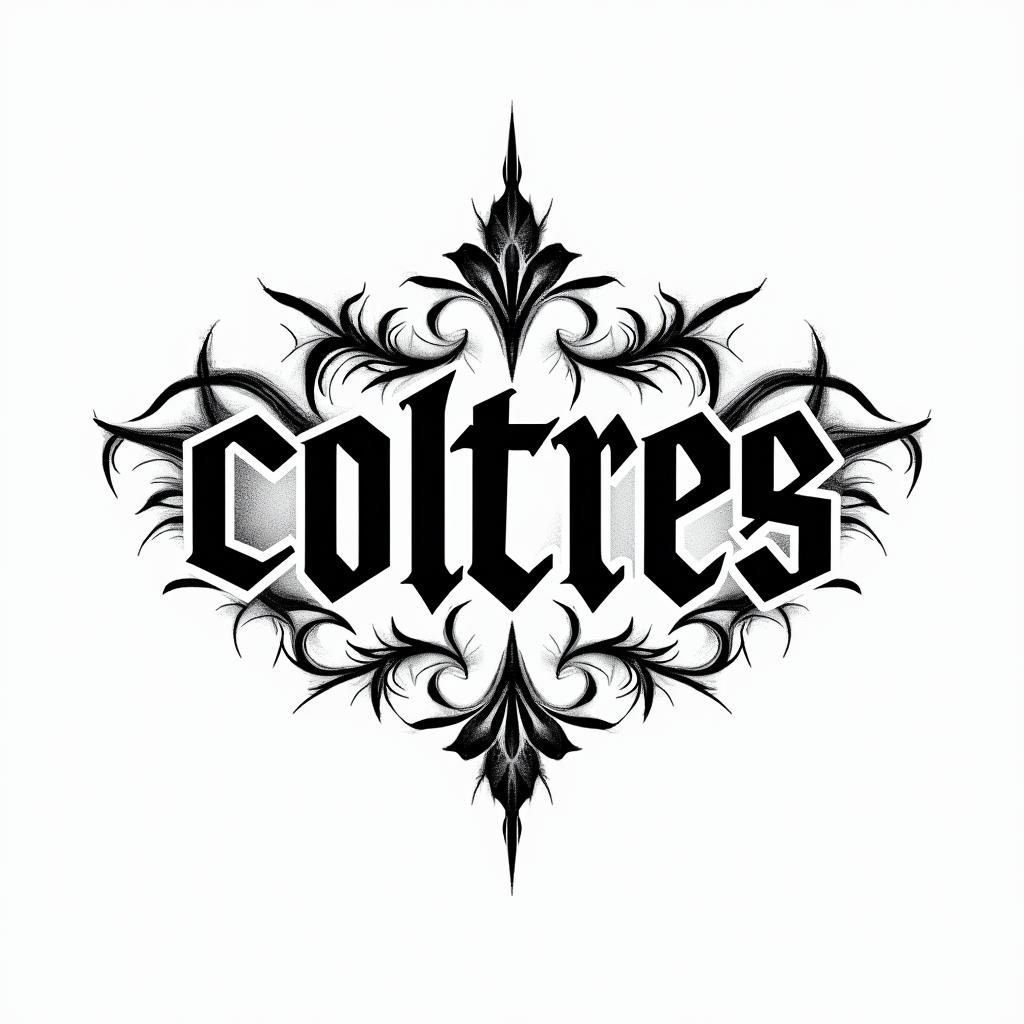 native americantext-based tattoo, gothic font ultra-realistic, perfectly placed, high-quality font design, photo-realistic shading, 8k, high quality, finely detailed typography - Variation 3