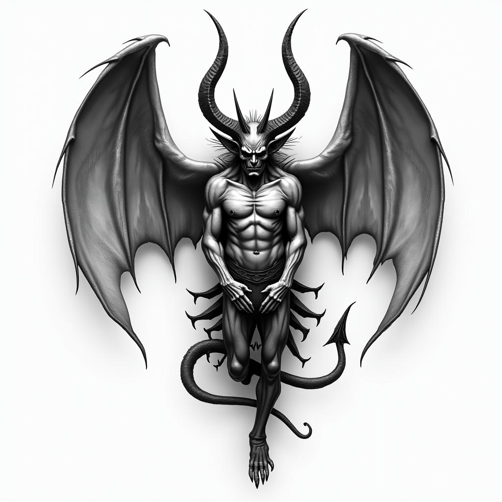 Angles and devilin realism tattoo style, featuring a highly detailed, lifelike, capturing every detail, photorealistic, ultra realistic, intricate shading, smooth and sharp,   - Variation 3