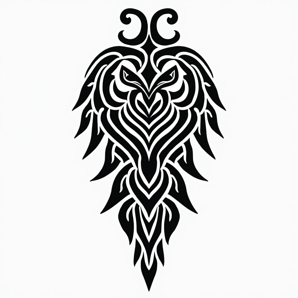 Alaskan Nativein tribal tattoo style, featuring bold and black geometric shapes, curved lines, intertwine and flow seamlessly, creating a powerful and symbolic design, polynesian and maori styles - Variation 4