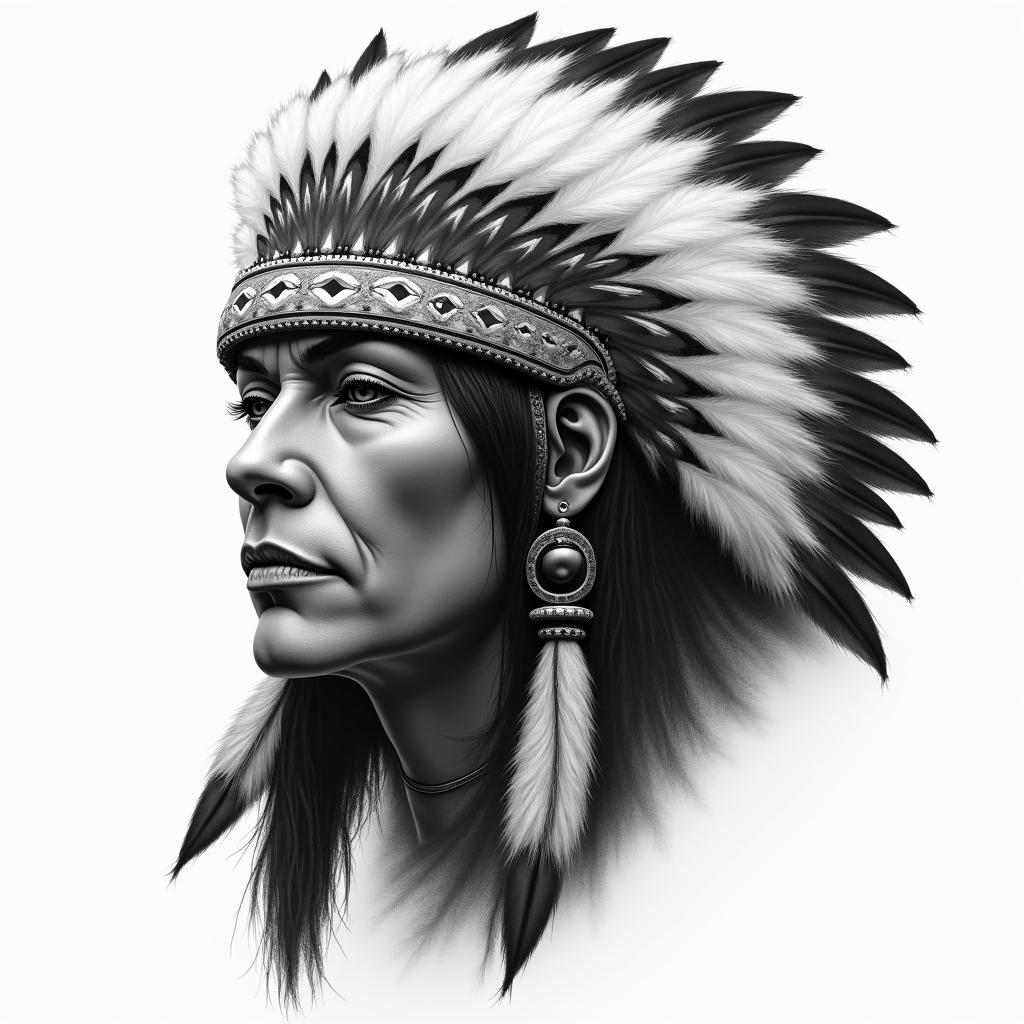 Alaskan Nativein realism tattoo style, featuring a highly detailed, lifelike, capturing every detail, photorealistic, ultra realistic, intricate shading, smooth and sharp,   - Variation 4