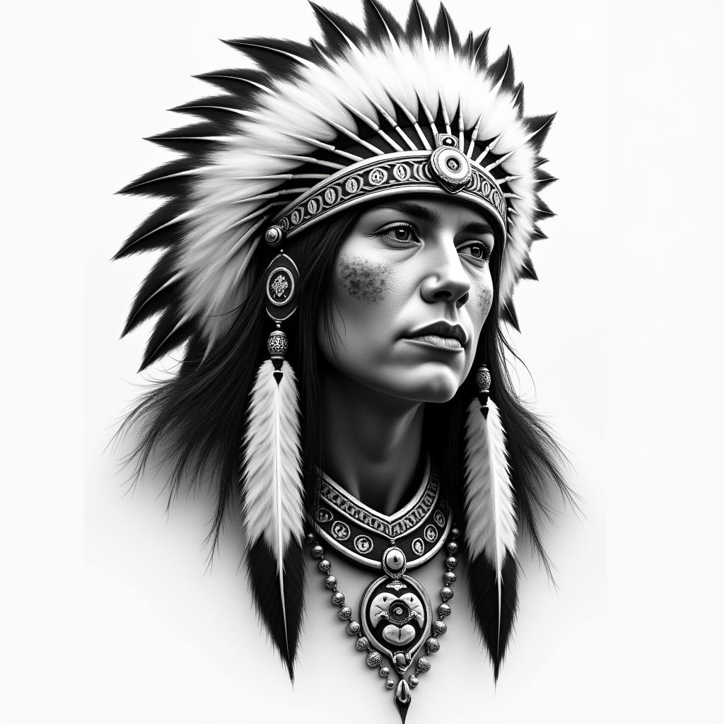 Alaskan Nativein realism tattoo style, featuring a highly detailed, lifelike, capturing every detail, photorealistic, ultra realistic, intricate shading, smooth and sharp,  