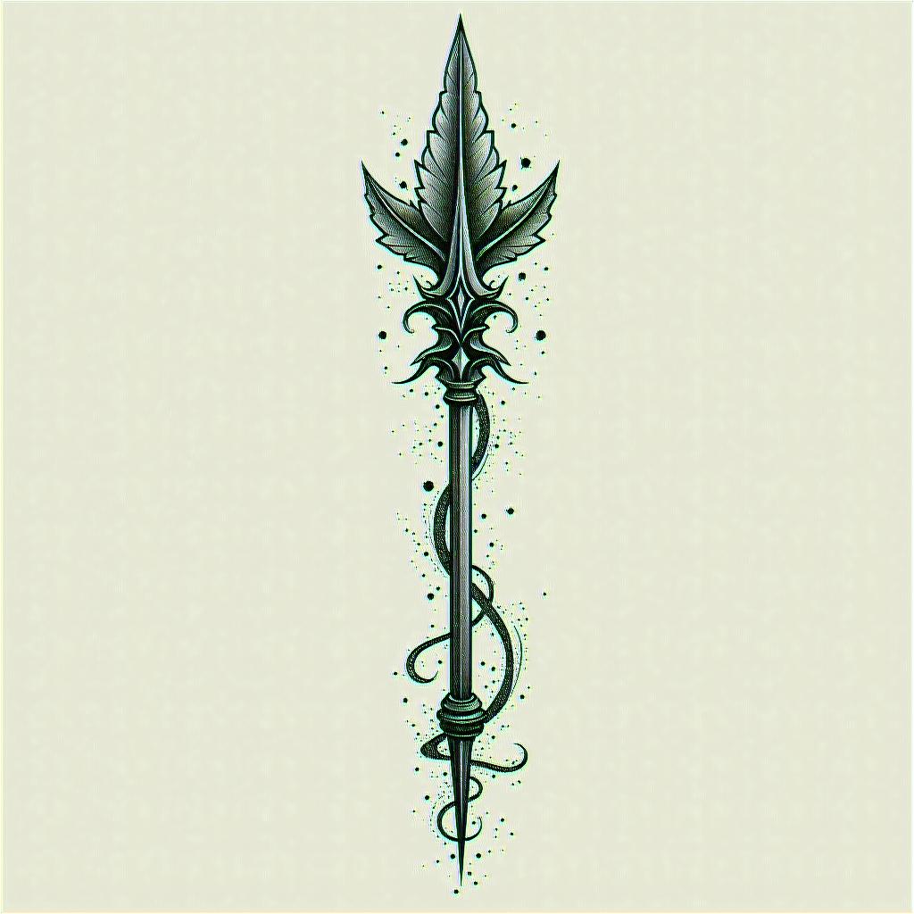 Dart arrow, dartboardin authentic tattoo style, incorporating traditional modifications, bold black outlines, solid color fills, featuring classic authentic elements - Variation 2