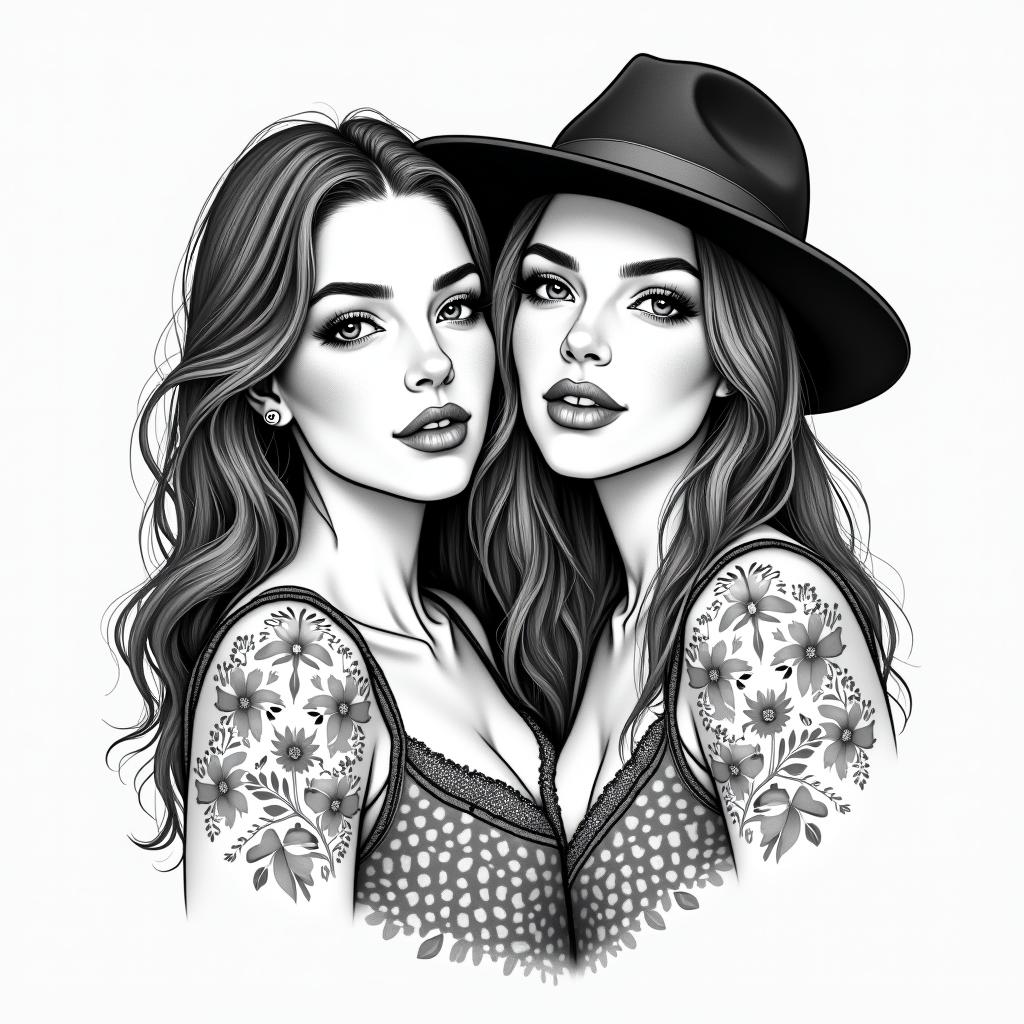 Bondi, best friends, girls trip, Leo, chillin new school tattoo, pop culture, modern, detailed tattoo, illustrative - Variation 3
