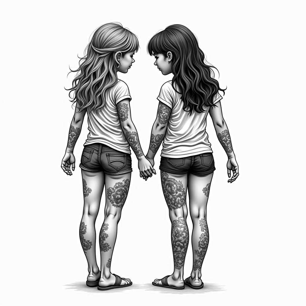 Bondi, best friends, girls trip, Leo, chillin new school tattoo, pop culture, modern, detailed tattoo, illustrative