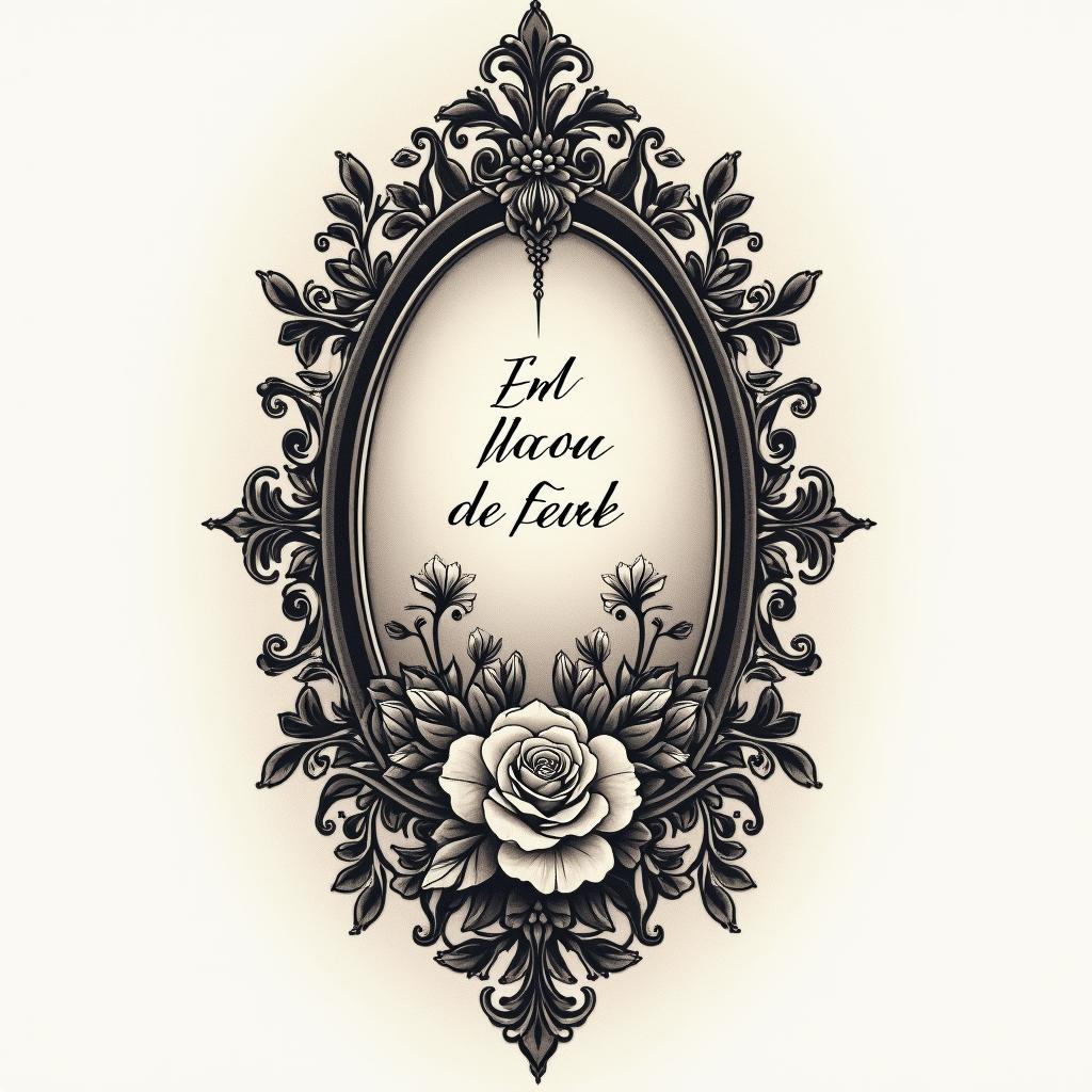 I want a tattoo that will go just above my knee that says: “Dad, you told me to rise. I promised I would.”
“Mom, your belief turned that promise into fire.”in victorian style tattoo, featuring vintage and elegant elements, ornate frames, roses, antique, sepia-toned color scheme - Variation 4