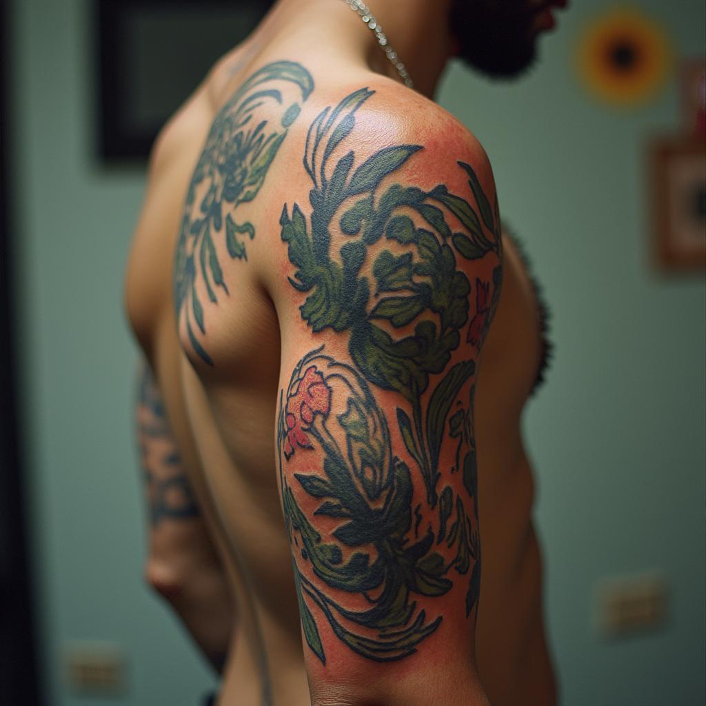 Timonin portrait tattoo style, featuring a highly realistic and detailed depiction