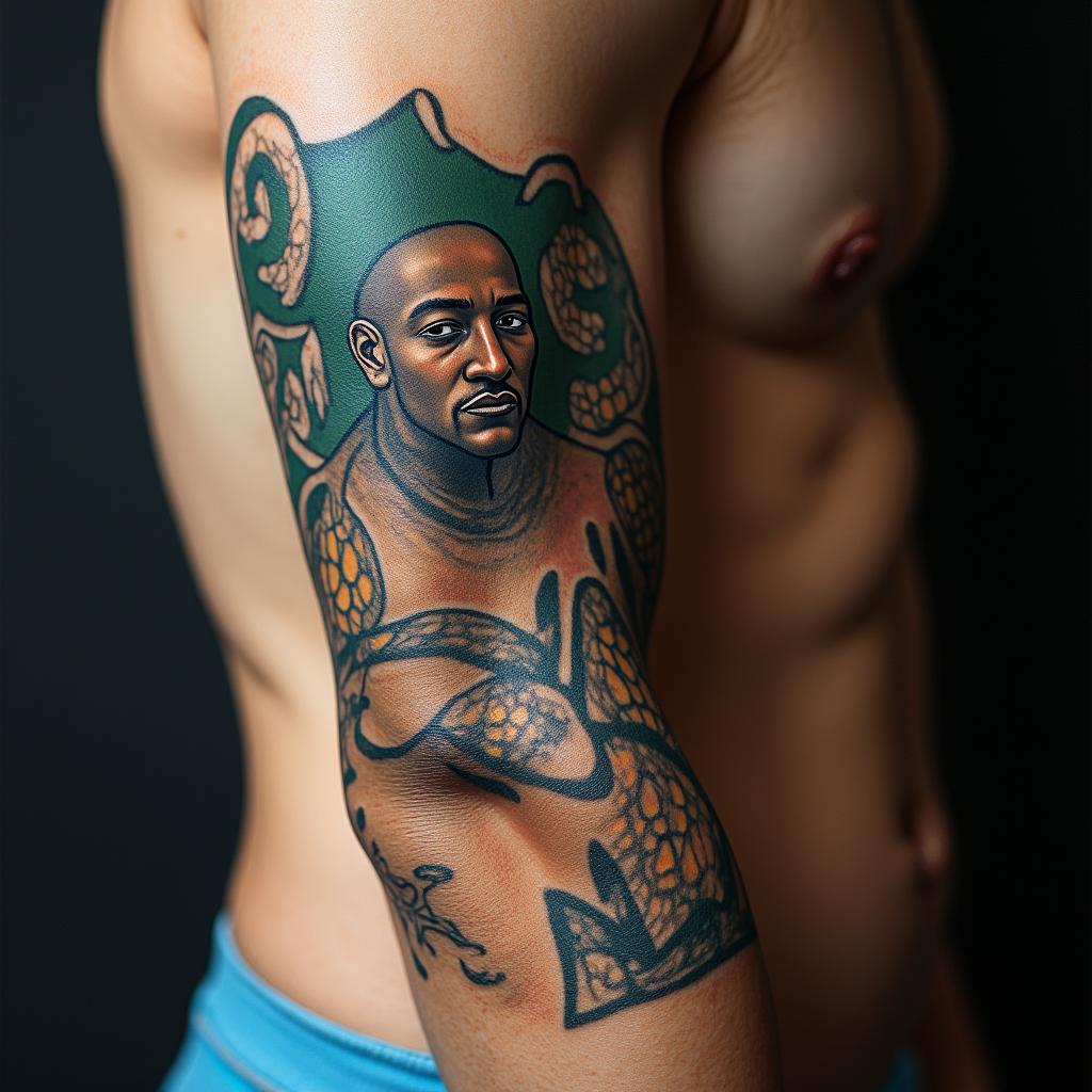 Timonin portrait tattoo style, featuring a highly realistic and detailed depiction  - Variation 2