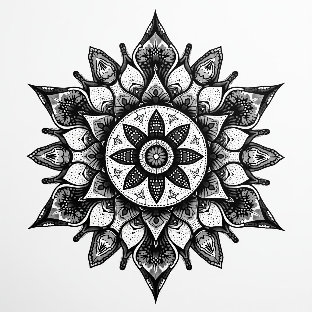A tattoo that says: “Dad, you told me to rise. I promised I would.”
“Mom, your belief turned that promise into fire.”in dotwork style tattoo, complex mandala patterns, interlocking geometric shapes with sharp symmetry, clean lines, sharp angles - Variation 3