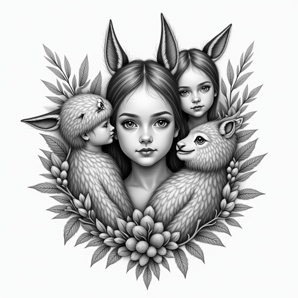 Pharmaceutical, 3 children, I love animals and nature.higly detailed tattoo - Variation 4