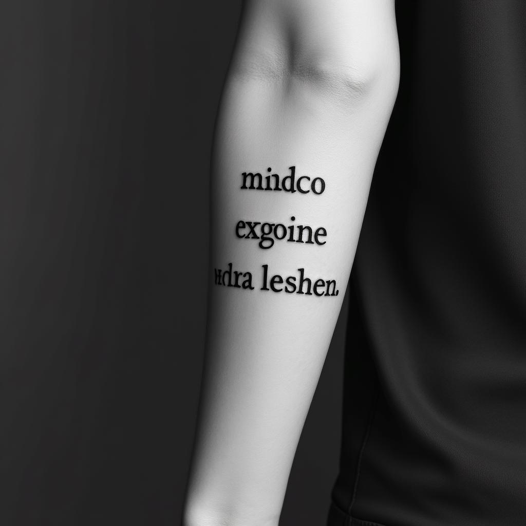 1995minimalist text-based tattoo, Monospace font ultra-realistic, perfectly placed, high-quality font design, photo-realistic shading, 8k, high quality, finely detailed typograph - Variation 1