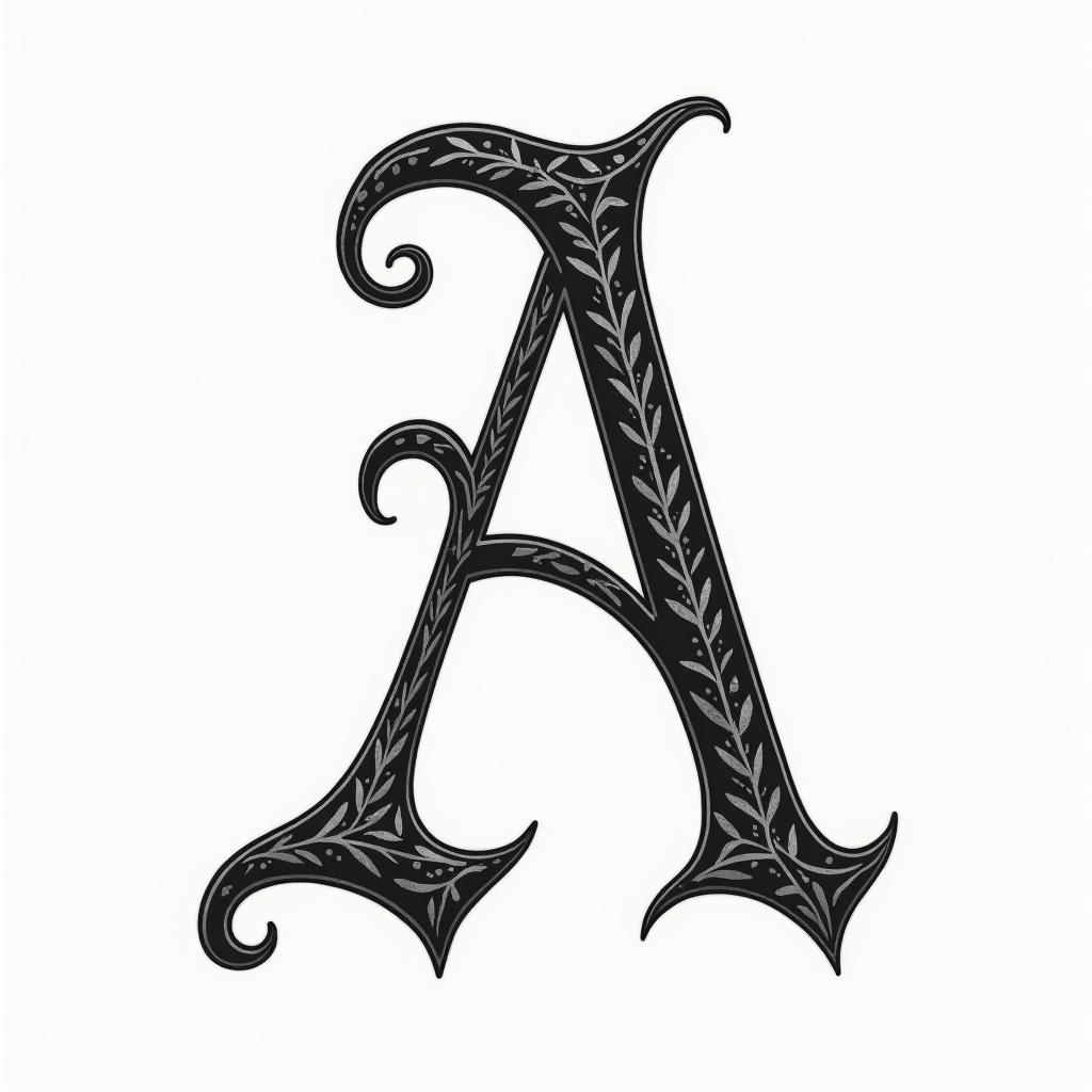 Isometric drawing of the letter Ahigly detailed tattoo - Variation 4