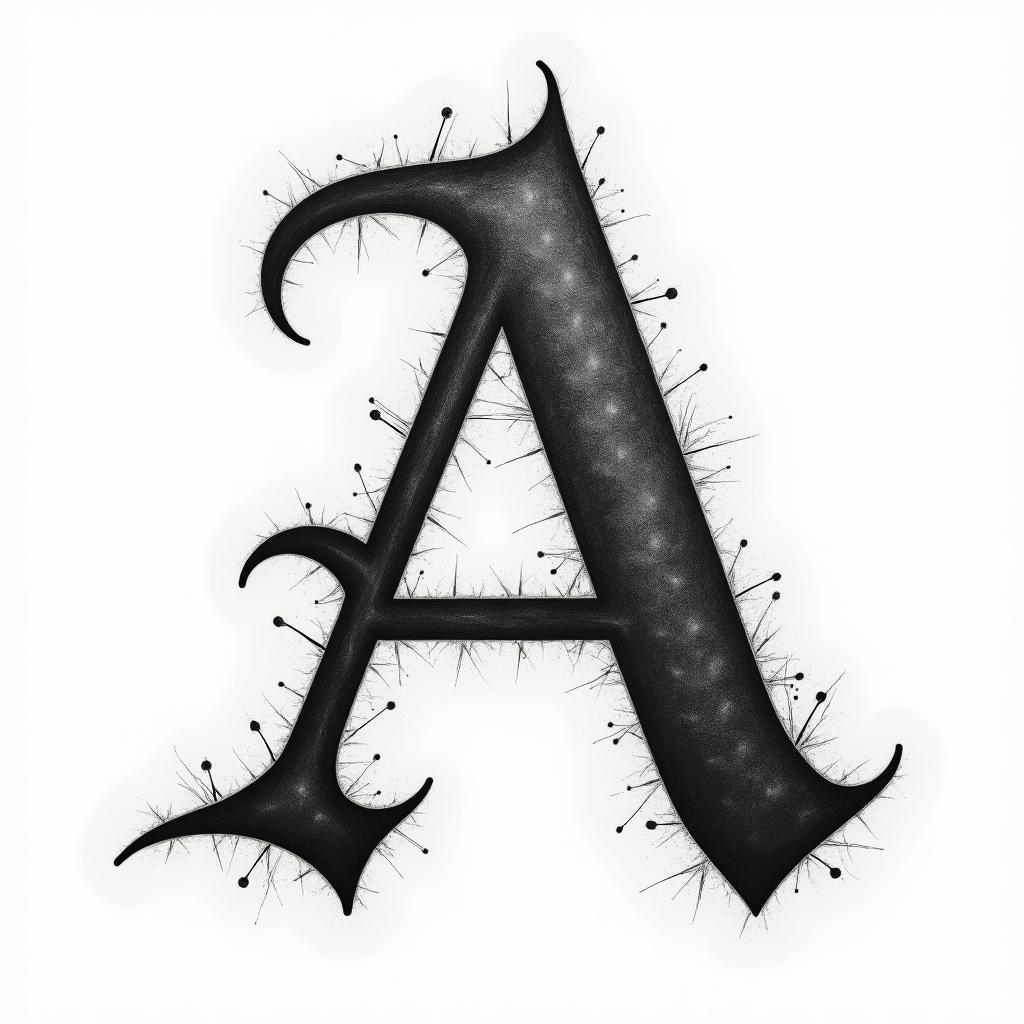 Isometric drawing of the letter Ahigly detailed tattoo - Variation 3