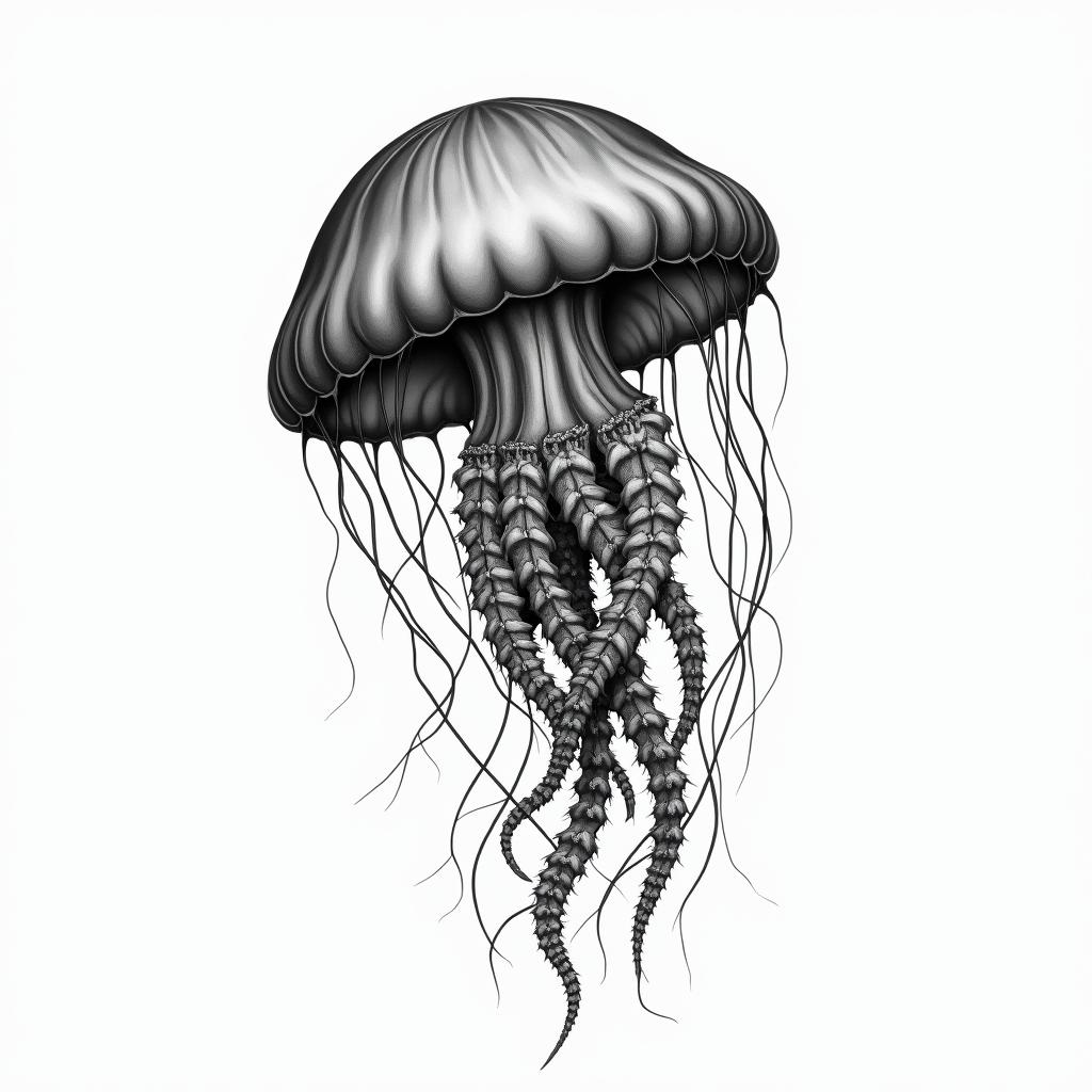 Jellyfishhigly detailed tattoo - Variation 3