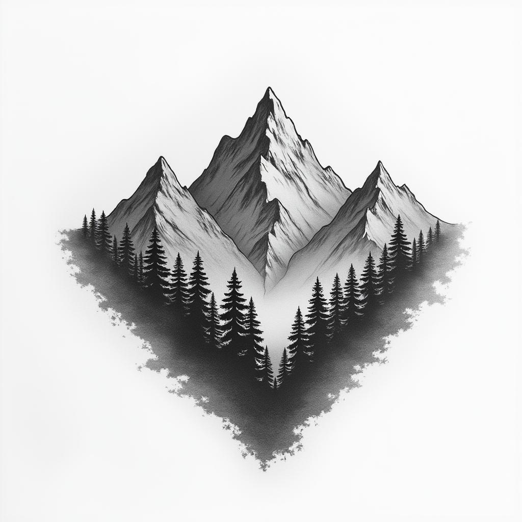 Mountainshigly detailed tattoo - Variation 8