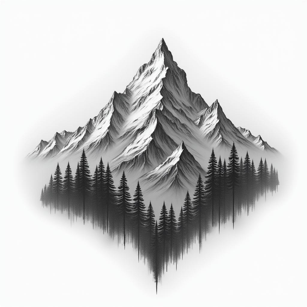 Mountainshigly detailed tattoo - Variation 7