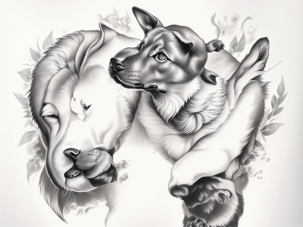A highly detailed and lifelike composition, tattoo art, realism style, ultra-high resolution, smooth gradients and intricate textures, monochromatic black-and-gray tones, diffused soft lighting for natural depth.undefined - Variation 133