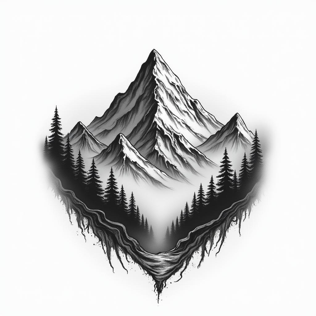 Mountainshigly detailed tattoo - Variation 5