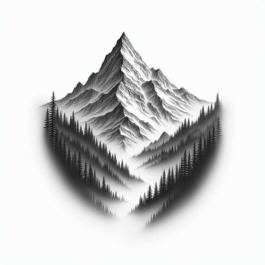 Mountainshigly detailed tattoo - Variation 2