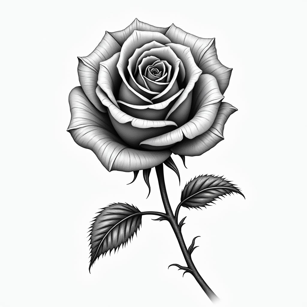 Rose with bugs on ithigly detailed tattoo - Variation 3