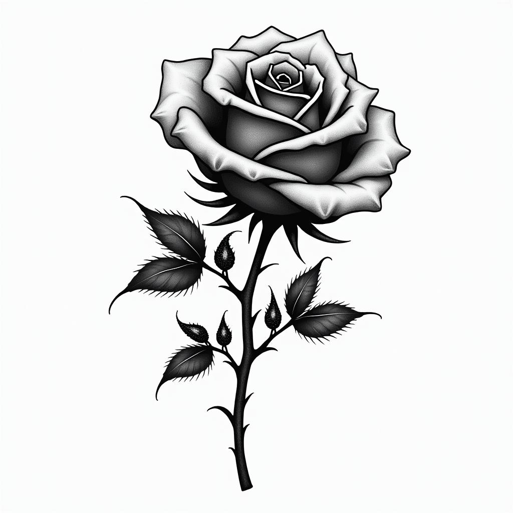 Rose with bugs on ithigly detailed tattoo - Variation 4