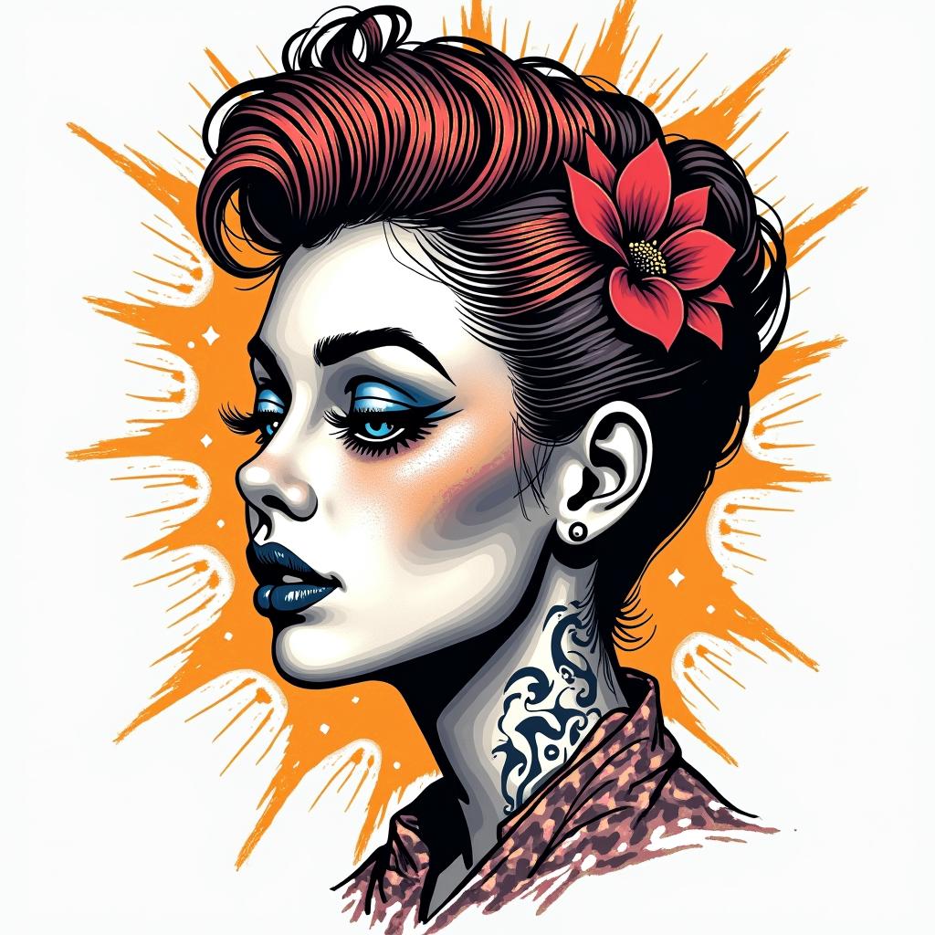 He left me I'll never be the samein pop art style tattoo, featuring bold and vibrant colors, exaggerated outlines, iconic imagery, inspired by comic books and speech bubbles, comic book characters, retro pop culture
