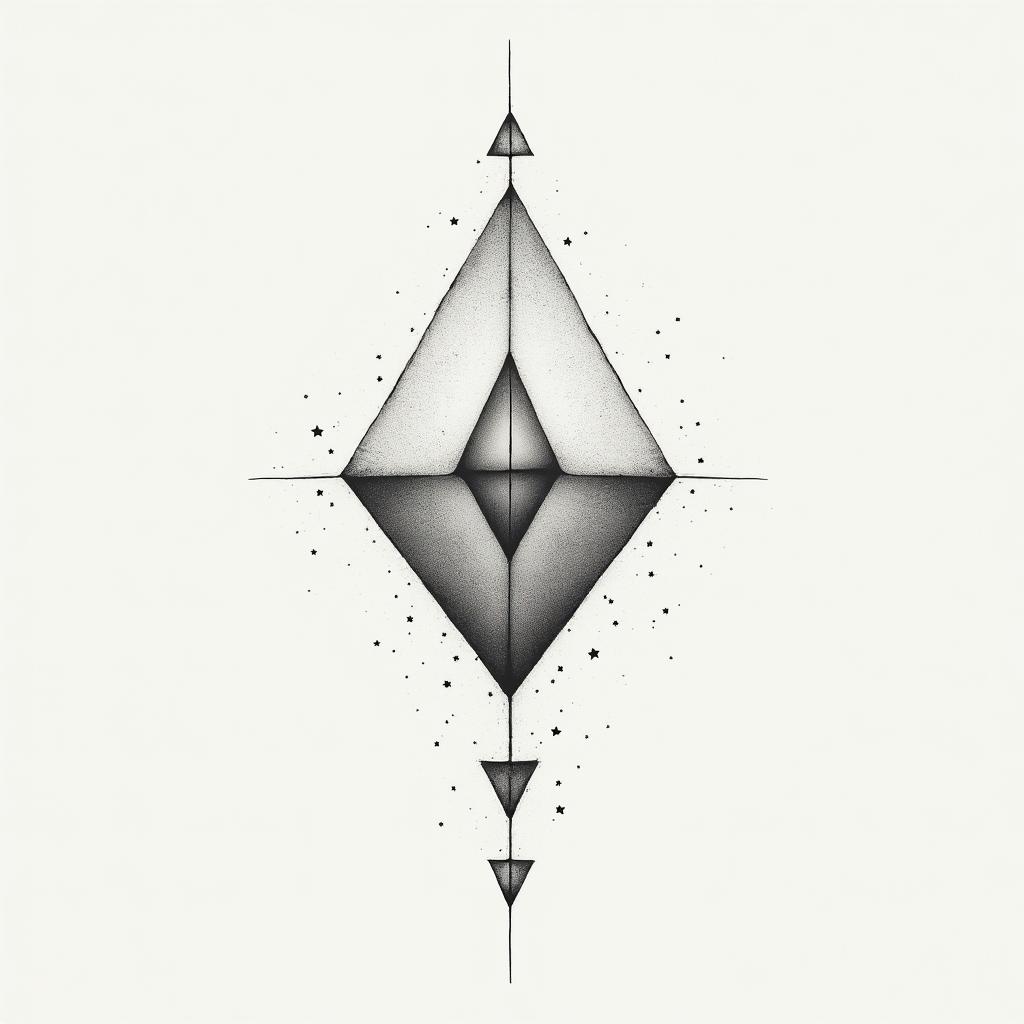 Tattoo to dedicate parentsin minimalist style tattoo, featuring simple shapes and fine lines, with minimal shading and details, tiny triangles, creating a sense of balance and harmony - Variation 3