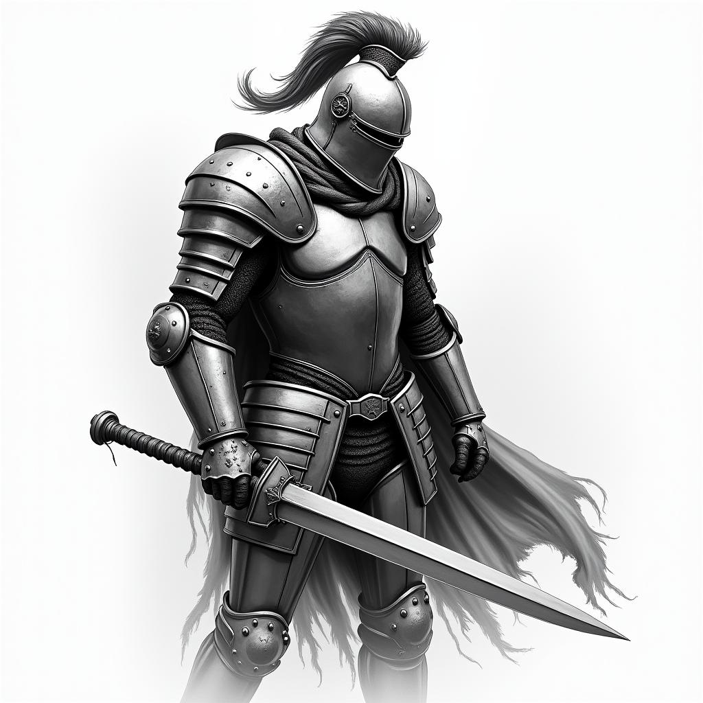 Knight warriorhigly detailed tattoo - Variation 8