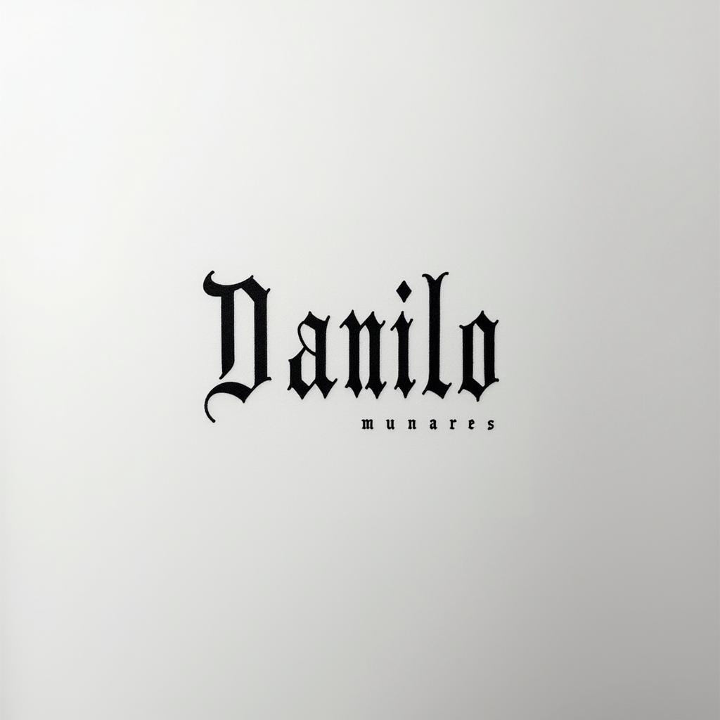 Danilominimalist text-based tattoo, Monospace font ultra-realistic, perfectly placed, high-quality font design, photo-realistic shading, 8k, high quality, finely detailed typograph - Variation 1