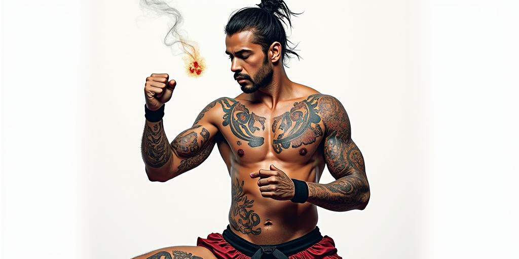 Damian, 38, karate, sagittariusin realism tattoo style, featuring a highly detailed, lifelike, capturing every detail, photorealistic, ultra realistic, intricate shading, smooth and sharp,   - Variation 2