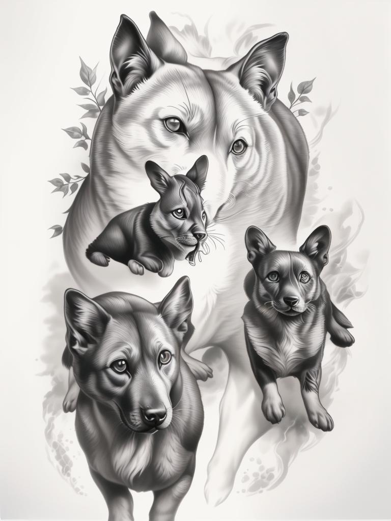 A highly detailed and lifelike composition, tattoo art, realism style, ultra-high resolution, smooth gradients and intricate textures, monochromatic black-and-gray tones, diffused soft lighting for natural depth.undefined - Variation 123