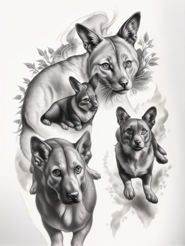 A highly detailed and lifelike composition, tattoo art, realism style, ultra-high resolution, smooth gradients and intricate textures, monochromatic black-and-gray tones, diffused soft lighting for natural depth.undefined - Variation 121
