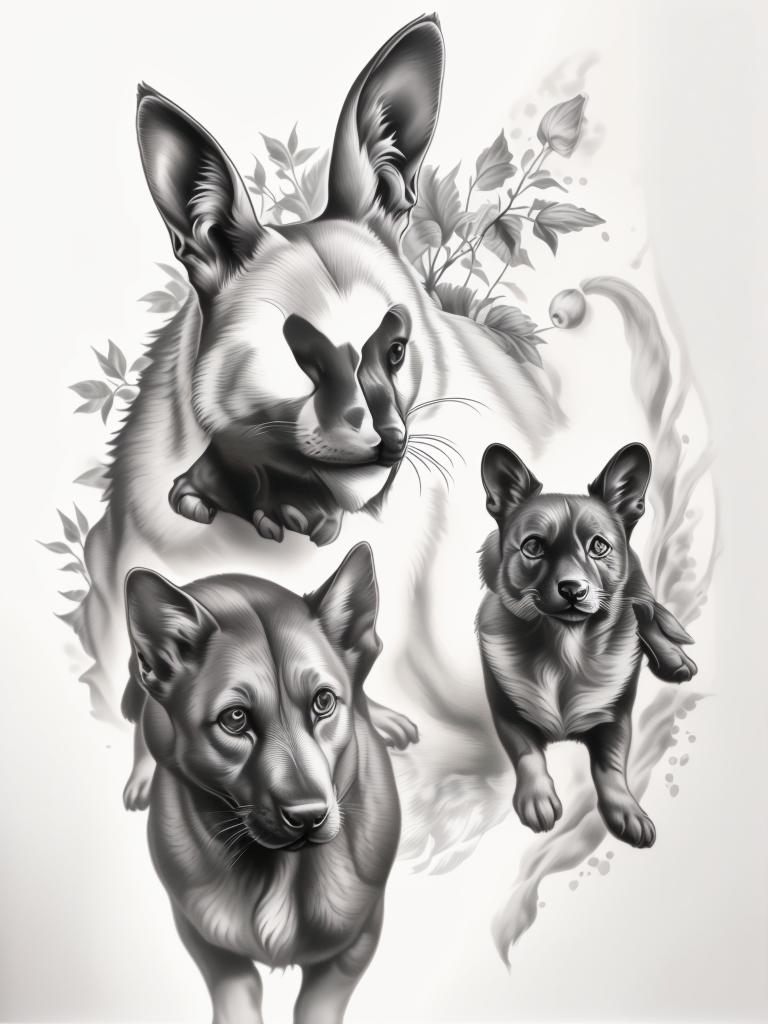 A highly detailed and lifelike composition, tattoo art, realism style, ultra-high resolution, smooth gradients and intricate textures, monochromatic black-and-gray tones, diffused soft lighting for natural depth.undefined - Variation 120