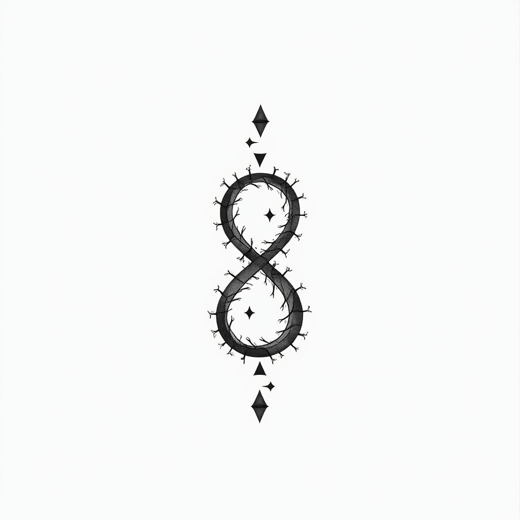 Infinity Knot Tattoo for Couplesin minimalist style tattoo, featuring simple shapes and fine lines, with minimal shading and details, tiny triangles, creating a sense of balance and harmony - Variation 4