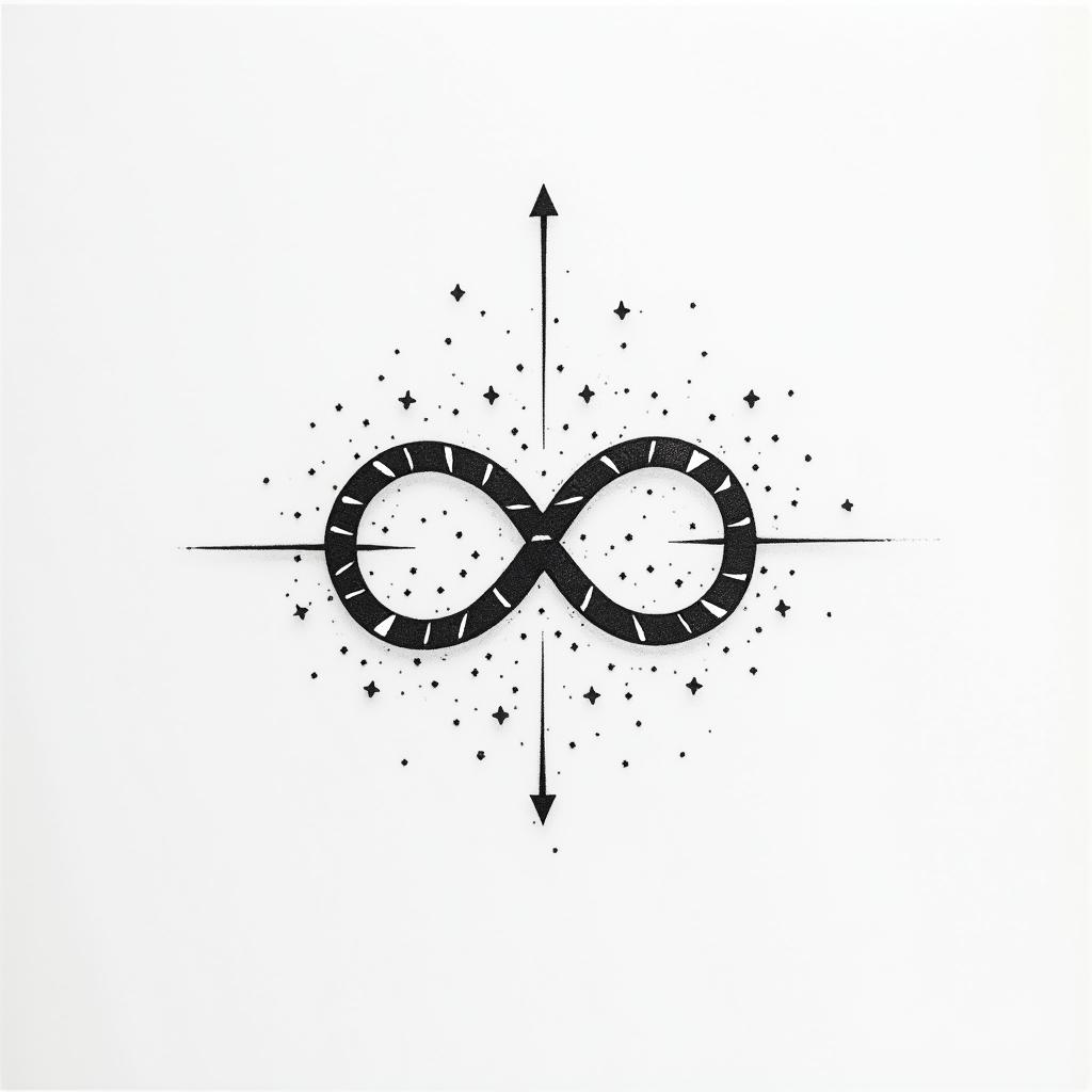 Infinity Knot Tattoo for Couplesin minimalist style tattoo, featuring simple shapes and fine lines, with minimal shading and details, tiny triangles, creating a sense of balance and harmony - Variation 2