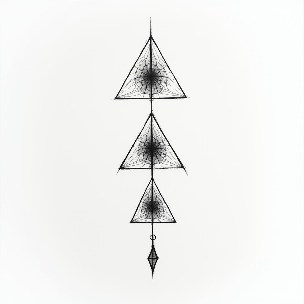Amanda, married to Elias, I have a daughter named Amy, I am an epidemiological nurse, Christian, I have 3 siblings, 2 girls and one boy, I have my father and my mother.in minimalist style tattoo, featuring simple shapes and fine lines, with minimal shading and details, tiny triangles, creating a sense of balance and harmony - Variation 2