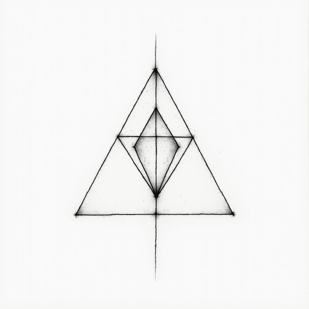 Amanda, married to Elias, I have a daughter named Amy, I am an epidemiological nurse, Christian, I have 3 siblings, 2 girls and one boy, I have my father and my mother.in minimalist style tattoo, featuring simple shapes and fine lines, with minimal shading and details, tiny triangles, creating a sense of balance and harmony
