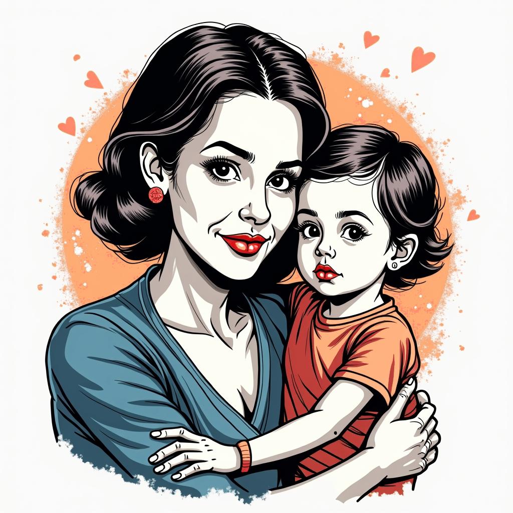 Amanda, married to Elias, I have a daughter named Amy, I am an epidemiological nurse, Christian, I have 3 siblings - 2 girls and 1 boy, I have my father and my mother.in pop art style tattoo, featuring bold and vibrant colors, exaggerated outlines, iconic imagery, inspired by comic books and speech bubbles, comic book characters, retro pop culture - Variation 2