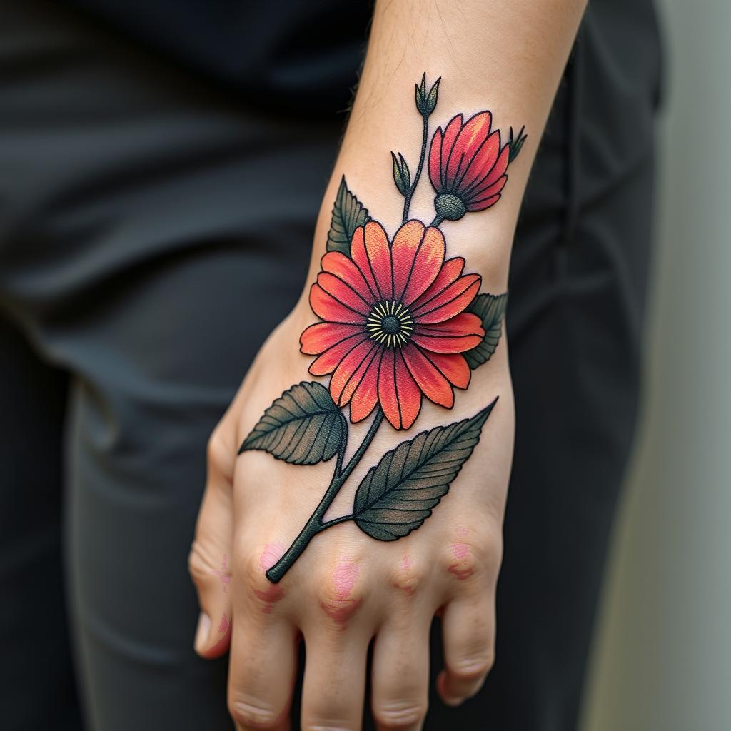 Create one trapocal tattoo with monstera, bird flower, parot & teopical plants in realism tattoo style, featuring a highly detailed, lifelike, capturing every detail, photorealistic, ultra realistic, intricate shading, smooth and sharp,   - Variation 2