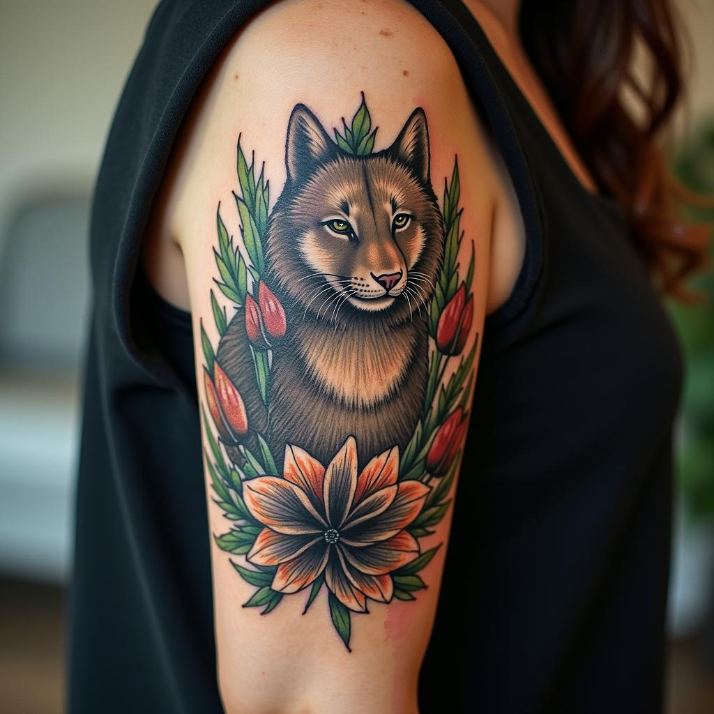 Hase fuchsin portrait tattoo style, featuring a highly realistic and detailed depiction - Variation 1