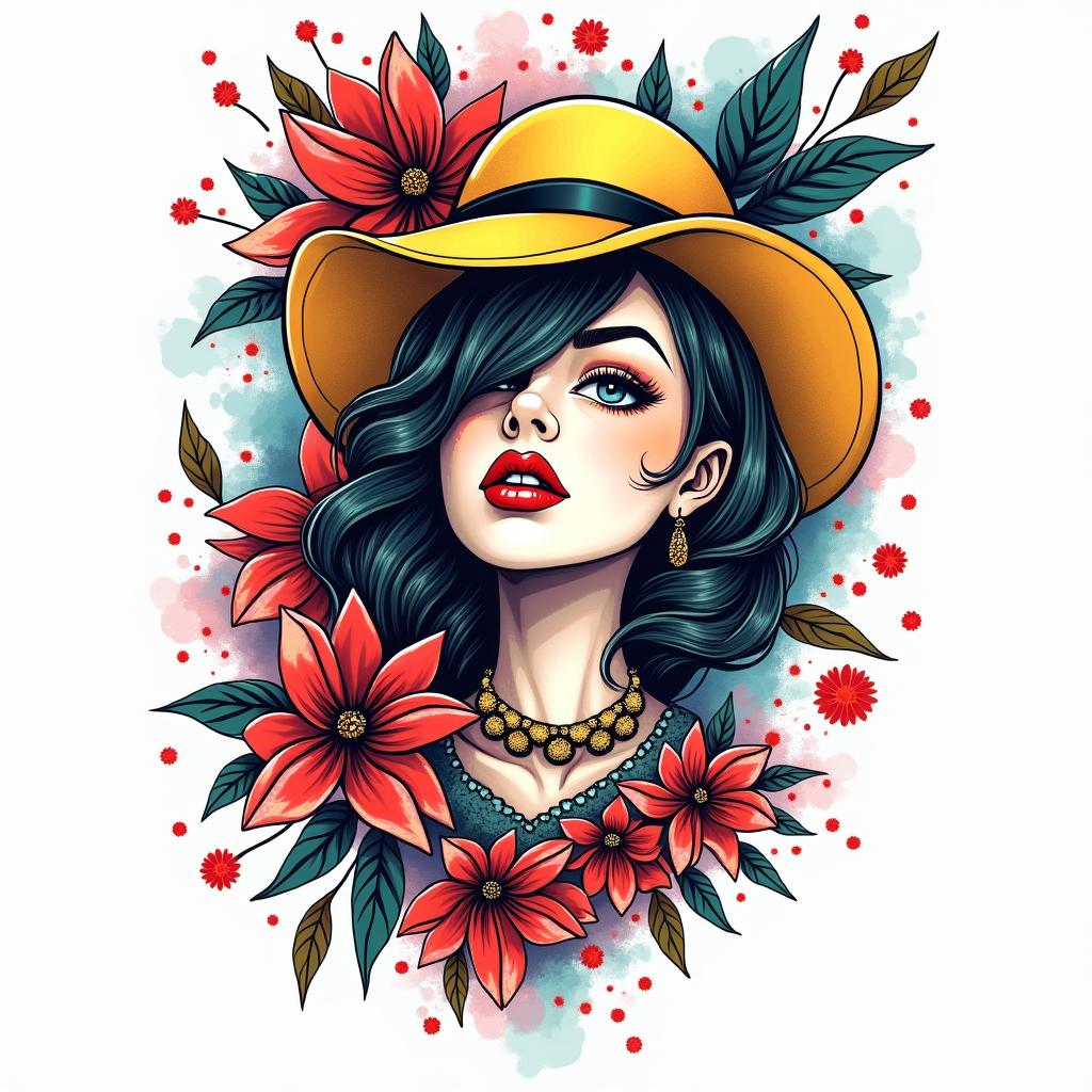 Marcus, Krebs, 
Ilona, Italy, shooterin pop art style tattoo, featuring bold and vibrant colors, exaggerated outlines, iconic imagery, inspired by comic books and speech bubbles, comic book characters, retro pop culture - Variation 3
