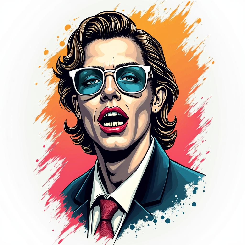 Marcus, Krebs,
Ilona, Italy, shooterin pop art style tattoo, featuring bold and vibrant colors, exaggerated outlines, iconic imagery, inspired by comic books and speech bubbles, comic book characters, retro pop culture